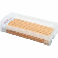 Advantus Super Stacker Pencil Box, 8.25" x 3.75" x 1.5", Clear