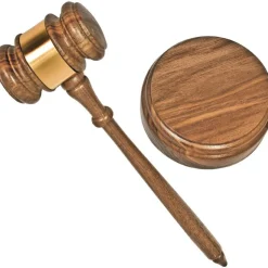 Advantus Brass Gavel Set, Walnut