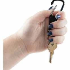 Advantus Carabiner Key Chains, Split Key Rings, Aluminum, Black, 10/Pack