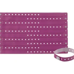 Advantus Colored Vinyl Wristbands, Adjustable, 0"H x 0.6"W x 9.8"L, Purple, Vinyl, 100 / Pack