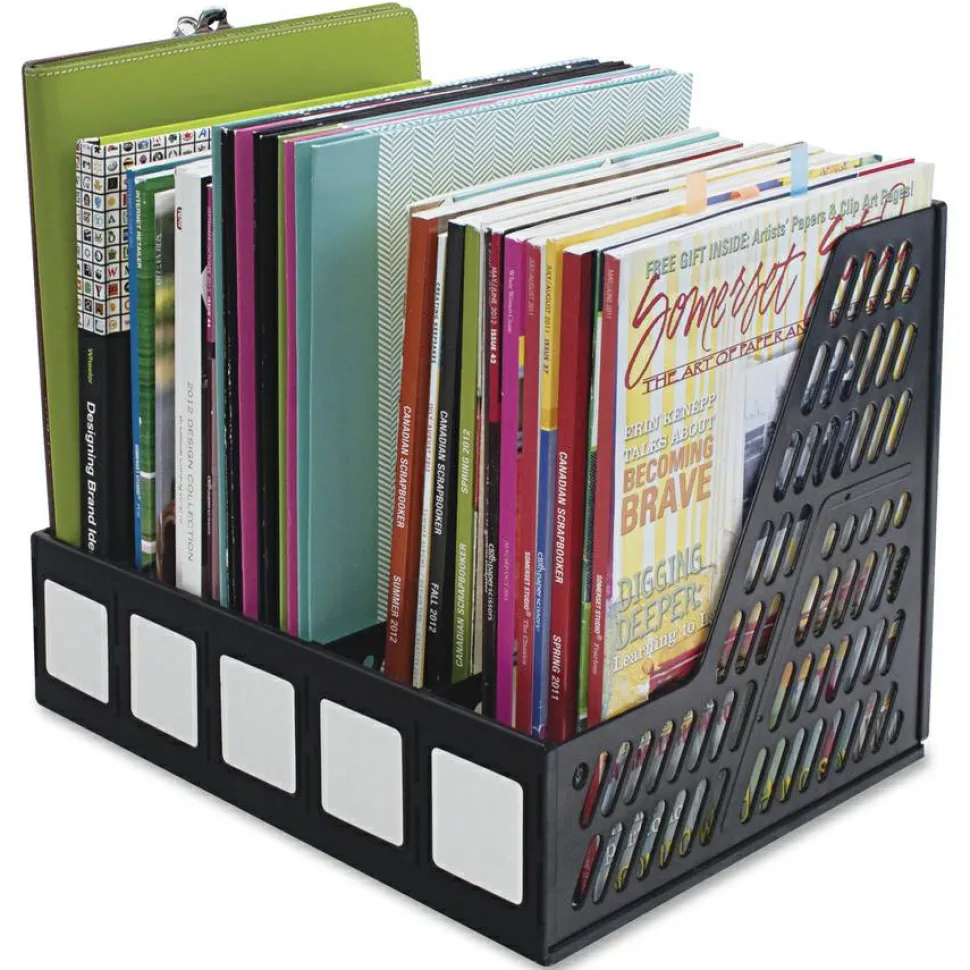 Advantus 5-Compartment Magazine/Literature File, Black