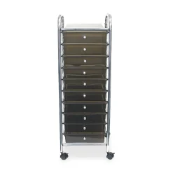 Advantus 10-Drawer Organizer With Casters, 37 1/2"H x 15 1/2"W x 13"D, Smoke