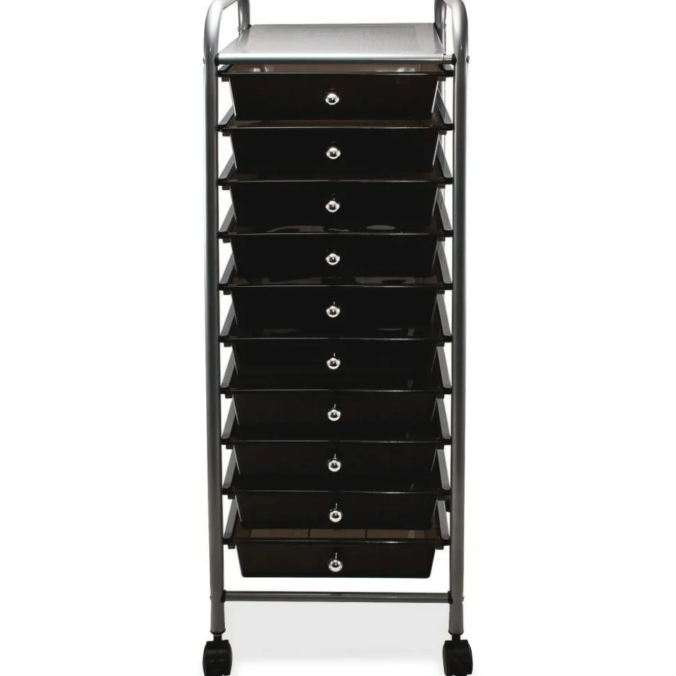 Advantus 10-Drawer Organizer With Casters, 37 1/2"H x 15 1/2"W x 13"D, Smoke