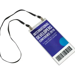 Advantus Event/Credential Badge Holder, 0.1"H x 4"W x 8"L, Clear, Black, 5 / Pack