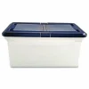 Advantus Extra Capacity Storage File Tote With Lid, Letter Size, 10 13/16" x 23" x 14 1/8", Clear/Navy
