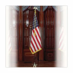 Advantus Goldtone Eagle Deluxe U.S. Flag Set - United States - 60" Length x 36" Width - Heavyweight - Nylon - Red, White, Blue