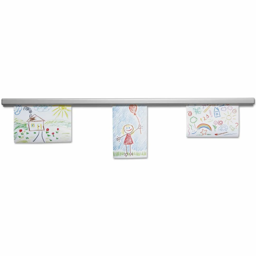 Advantus Grip-A-Strip Display Rails, 1.5" x 36", Satin Aluminum