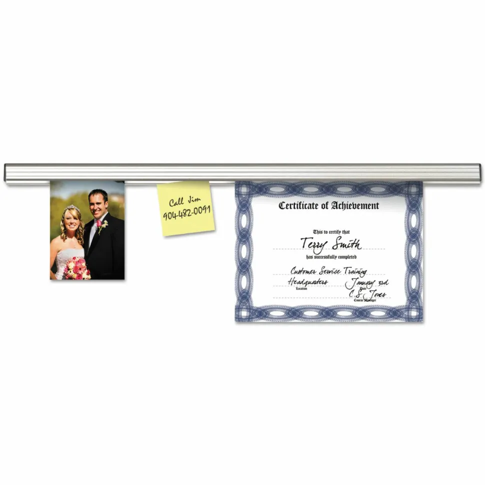 Advantus Grip-A-Strip Display Rail, 1 1/2" x 96", Satin