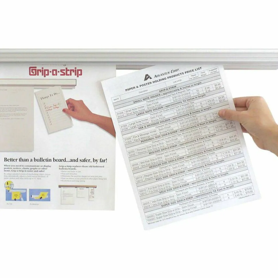 Advantus Grip-A-Strip Display Rail, 1 1/2" x 96", Satin