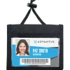 Advantus ID Badge Holders with Convention Neck Pouch, Horizontal, Black/Clear 5" x 4.25" Holder, 2.75" x 4" Insert, 48" Cord, 12/Pack