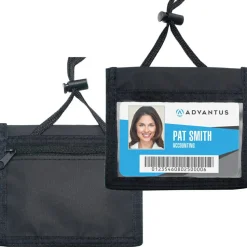 Advantus ID Badge Holders with Convention Neck Pouch, Horizontal, Black/Clear 5