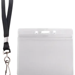 Advantus ID Holder/Lanyard Combo, Horizontal, Black/Clear, Pack of 20
