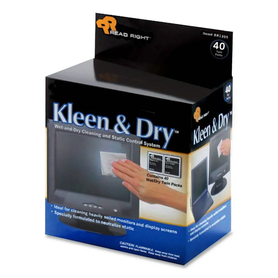 Advantus Kleen And Dry Screen Cleaner Wipes, Box Of 40
