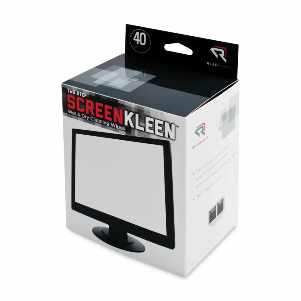 Advantus Kleen And Dry Screen Cleaner Wipes, Box Of 40