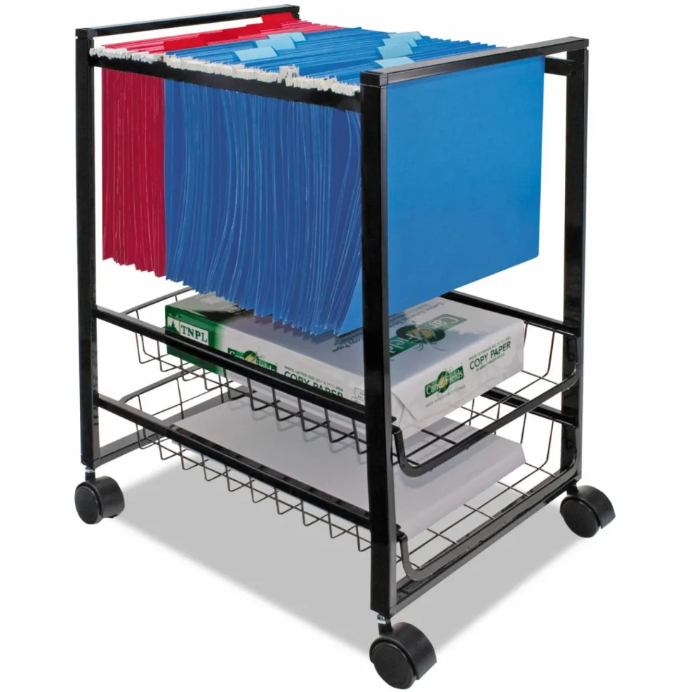 Advantus Letter-Size Mobile File Cart, 19 1/2"H x 16"W x 13"D, Black