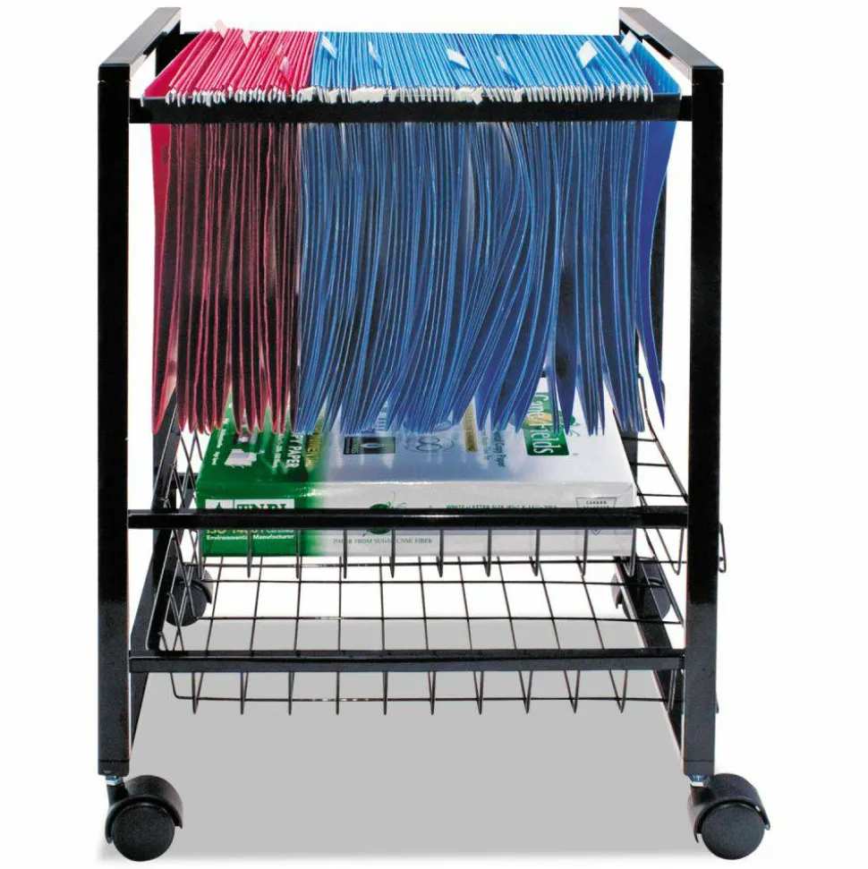 Advantus Letter-Size Mobile File Cart, 19 1/2"H x 16"W x 13"D, Black