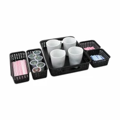 Advantus 5-pack Plastic Weave Bins - Desktop - Black - Plastic - 5 / Pack