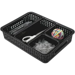 Advantus 5-pack Plastic Weave Bins - Desktop - Black - Plastic - 5 / Pack