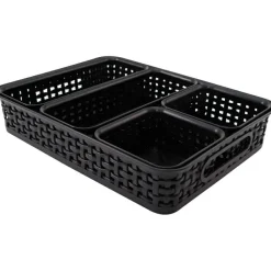 Advantus 5-pack Plastic Weave Bins - Desktop - Black - Plastic - 5 / Pack