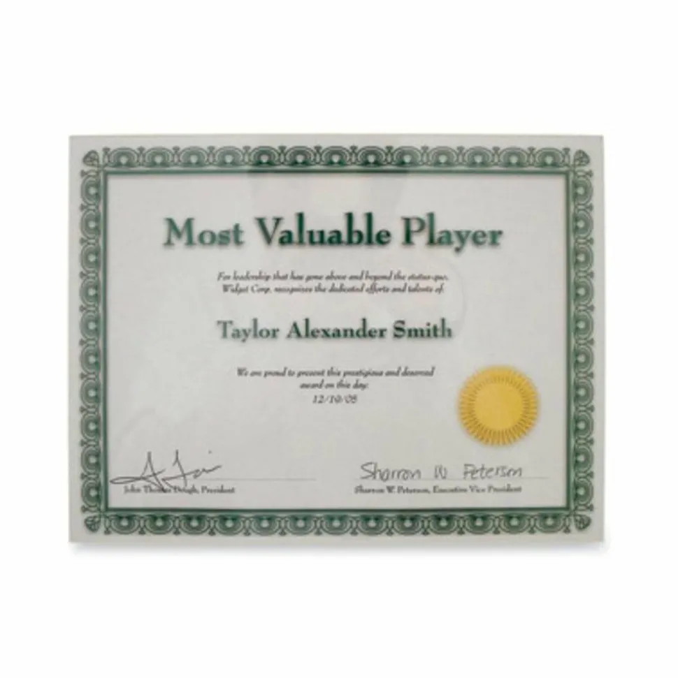 Advantus Panel Wall Acrylic Certificate Holder - Holds 11" x 8.50" Insert - Horizontal, Vertical - Hook - 1 Each - Acrylic - Clear