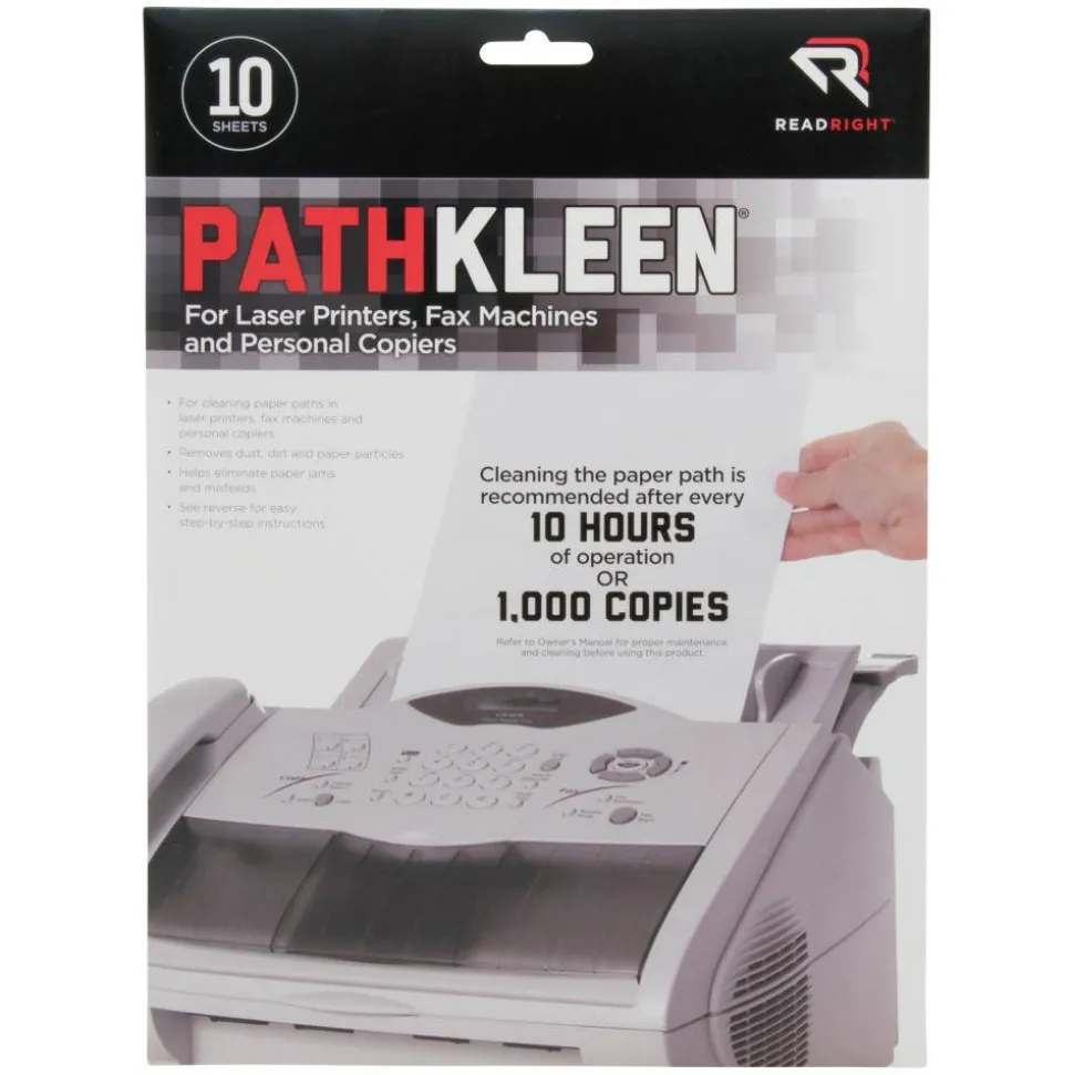 Advantus Pathkleen Laser Printer Cleaning Sheets, Pack Of 10