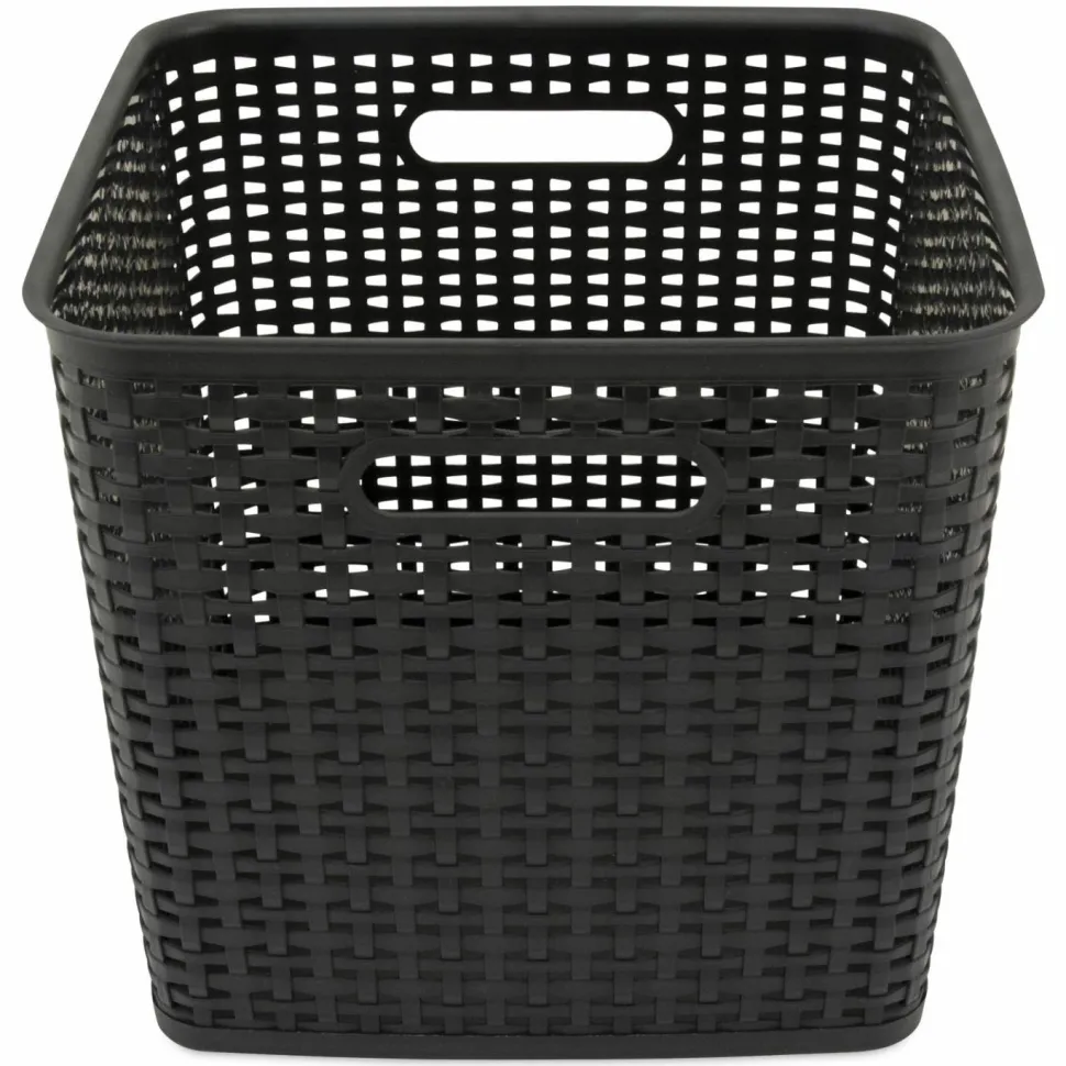 Advantus Plastic Weave Bin, Extra Large, 12.5" x 12.5" x 11.13", Black, 2/Pack
