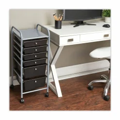 Advantus Portable Drawer Organizer, Metal, 1 Shelf, 6 Drawers, 13" x 15.38" x 32.13", Matte Gray/Smoke