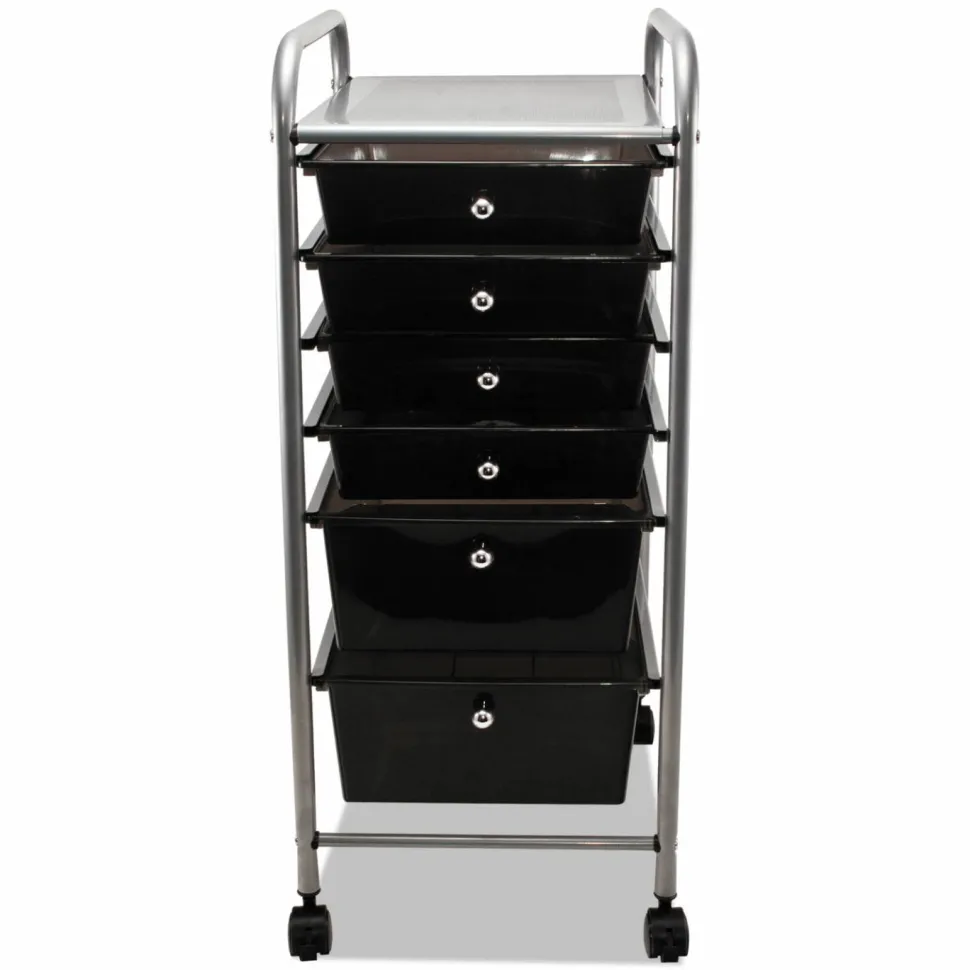 Advantus Portable Drawer Organizer, Metal, 1 Shelf, 6 Drawers, 13" x 15.38" x 32.13", Matte Gray/Smoke