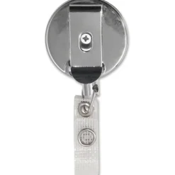 Advantus Premier Retractable Heavy Duty ID Reel With Badge Clip - Plastic, Steel - Black, Silver - 12 / Box