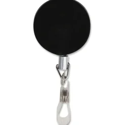 Advantus Premier Retractable Heavy Duty ID Reel With Badge Clip - Plastic, Steel - Black, Silver - 12 / Box