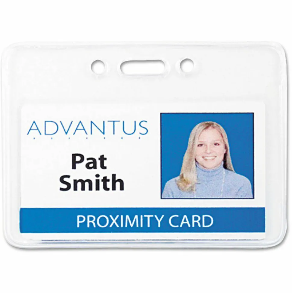 Advantus Proximity Badge Holder, Horizontal, 3" x 3-3/4", Pack of 50