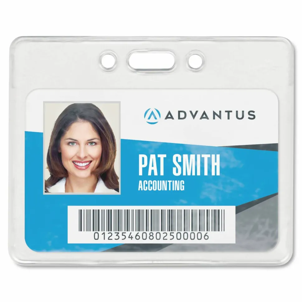 Advantus Proximity Badge Holder, Horizontal, 3" x 3-3/4", Pack of 50