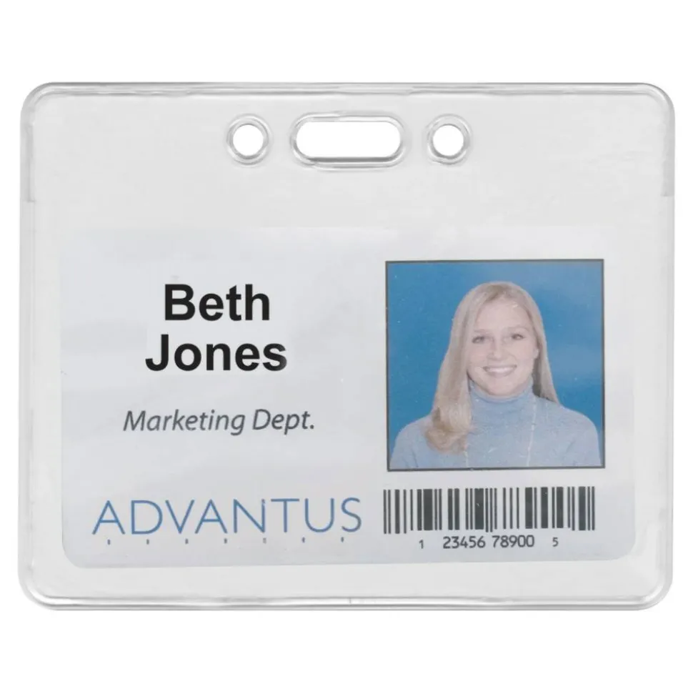 Advantus Proximity Badge Holder, Horizontal, 3" x 3-3/4", Pack of 50
