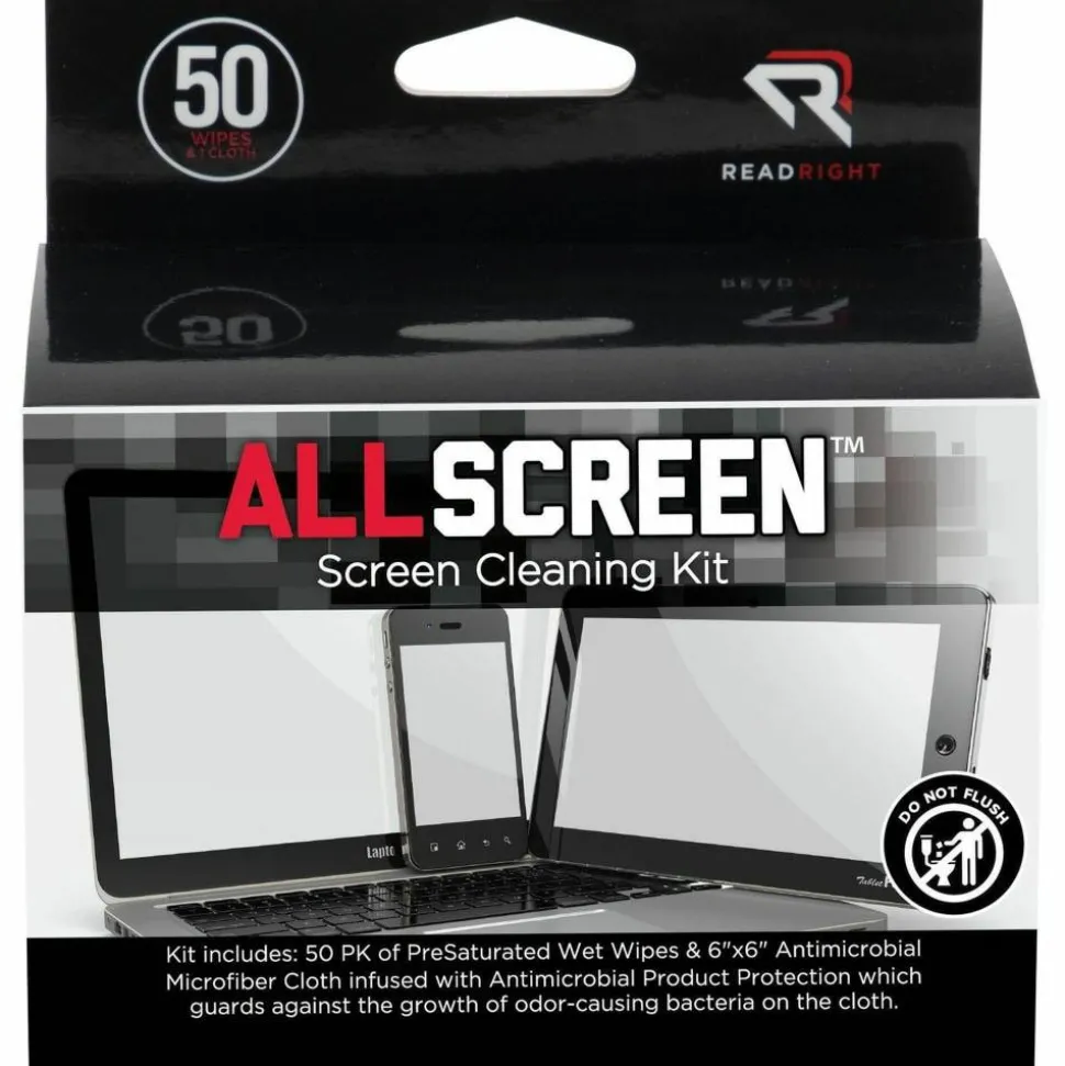 Advantus Read/Right Screen Cleaning Kit - For Display Screen - Alcohol-free, Ammonia-free, Reusable, Antimicrobial, Ant - RR15039