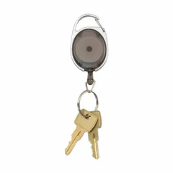 Advantus Retractable Carabiner Reel With Key Rings, Smoke, Pack Of 6
