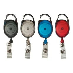 Advantus Retractable Carabiner-Style Badge Reel with Badge Strap, Assorted Colors, 20/PK