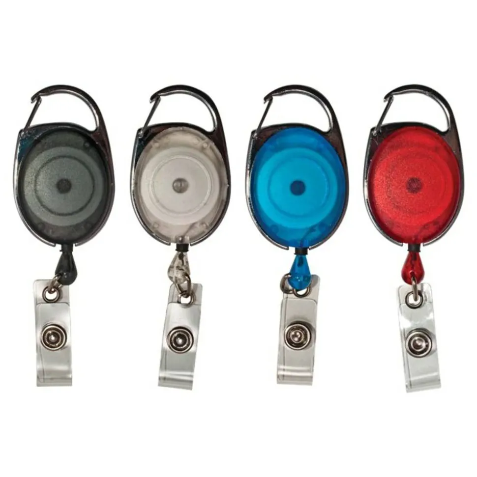 Advantus Retractable Carabiner-Style Badge Reel with Badge Strap, Assorted Colors, 20/PK