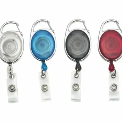 Advantus Retractable Carabiner-Style Badge Reel with Badge Strap, Assorted Colors, 20/PK