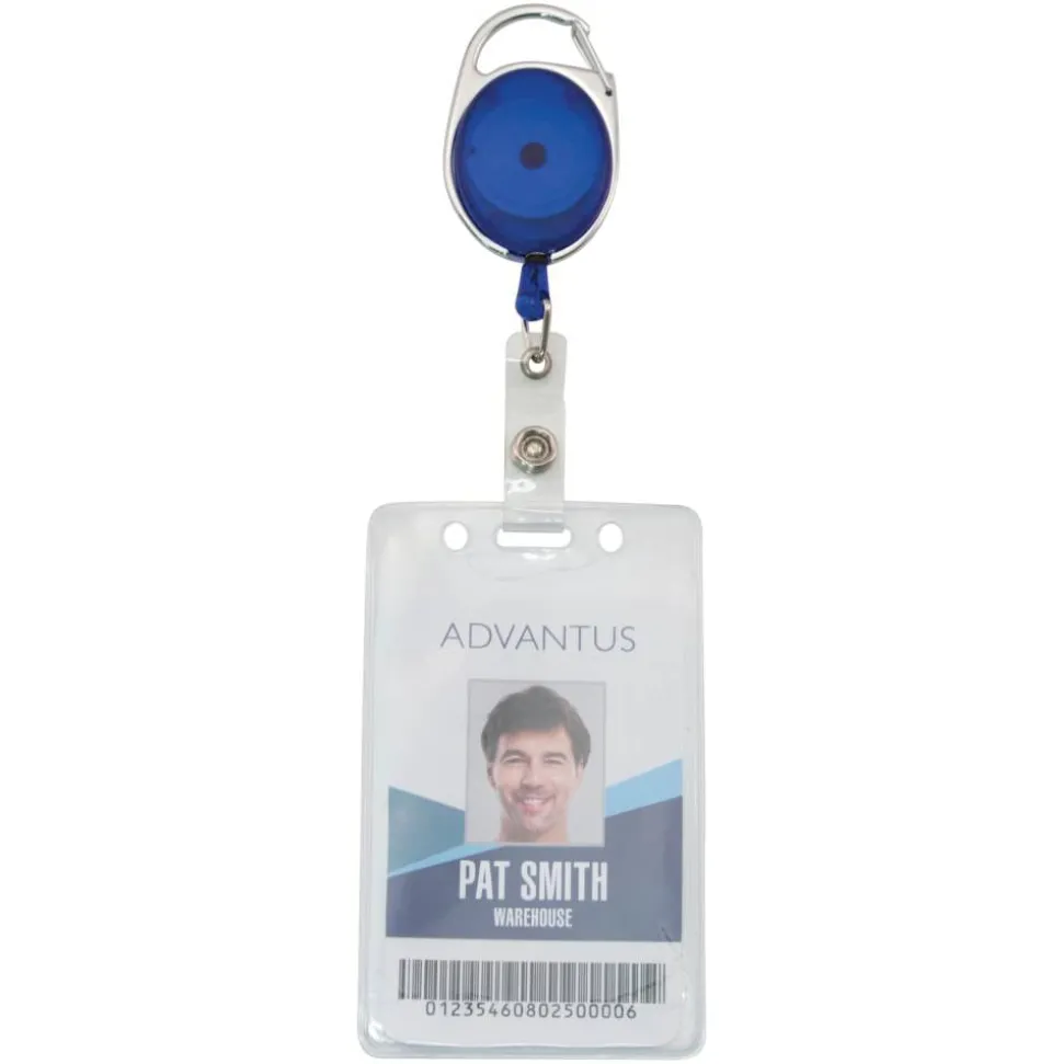 Advantus Retractable Carabiner-Style Badge Reel with Badge Strap, Assorted Colors, 20/PK