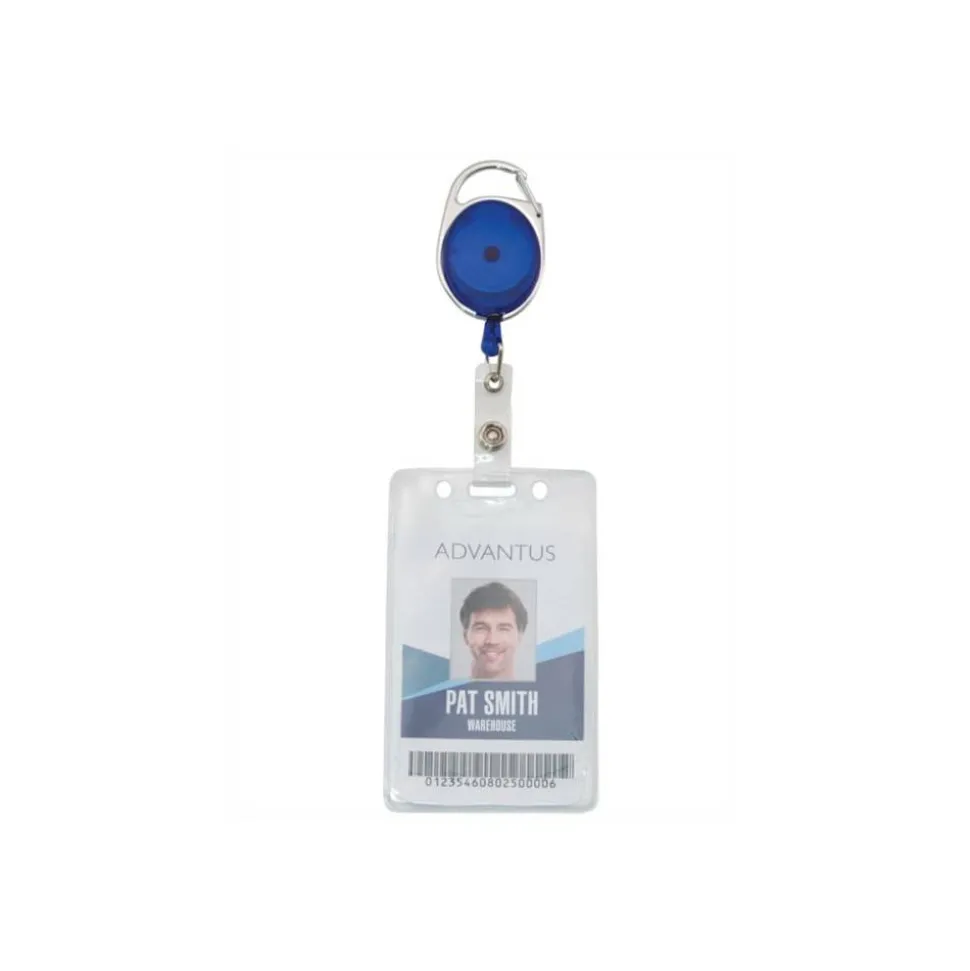 Advantus Retractable Carabiner-Style Badge Reel with Badge Strap, Assorted Colors, 20/PK