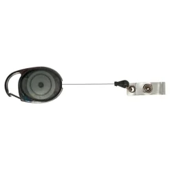 Advantus Retractable Caribiner-Style ID Reels, Smoke, Pack Of 12