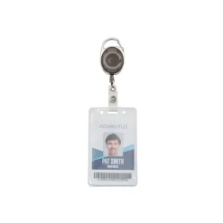 Advantus Retractable Caribiner-Style ID Reels, Smoke, Pack Of 12