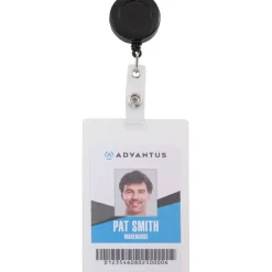 Advantus Snap Clip Retractable ID Reels, Black, Pack Of 25