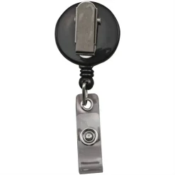 Advantus Snap Clip Retractable ID Reels, Black, Pack Of 25