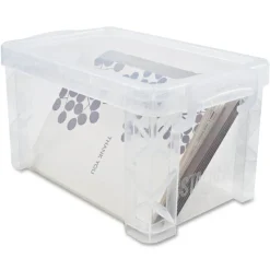 Advantus Super Stacker Storage Boxes, Holds 400 3 x 5 Cards, 6.25 x 3.88 x 3.5, Plastic, Clear