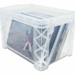 Advantus Super Stacker Storage Boxes, Holds 400 3 x 5 Cards, 6.25 x 3.88 x 3.5, Plastic, Clear