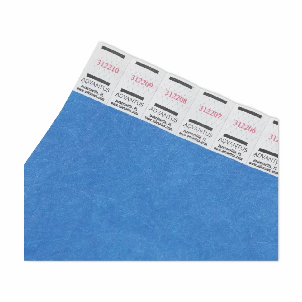 Advantus Tyvek Wristbands, AVT75442, 3/4"W x 10"L, Rectangle, Blue, Tyvek, Pack Of 100