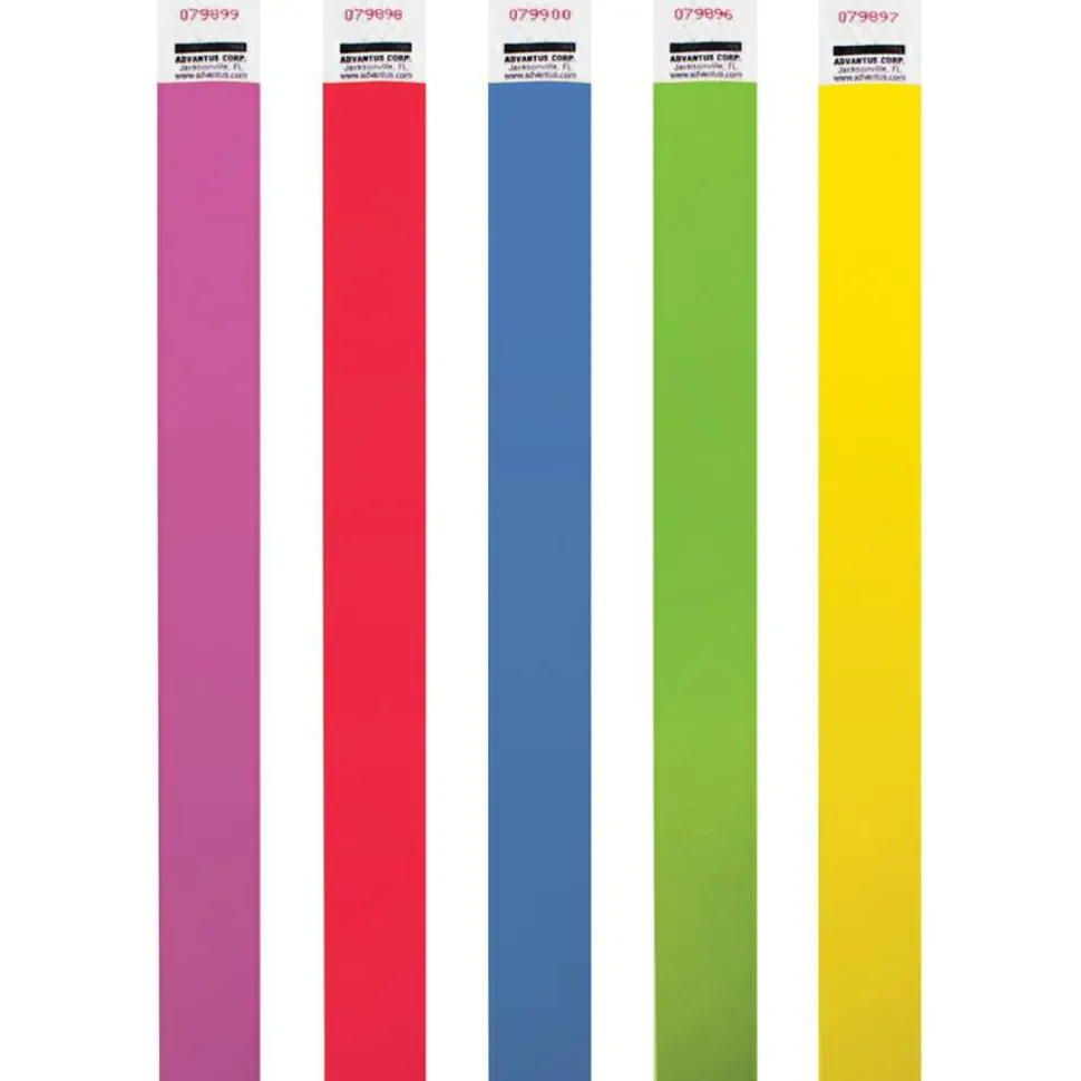 Advantus Tyvek Wristbands, AVT75442, 3/4"W x 10"L, Rectangle, Blue, Tyvek, Pack Of 100