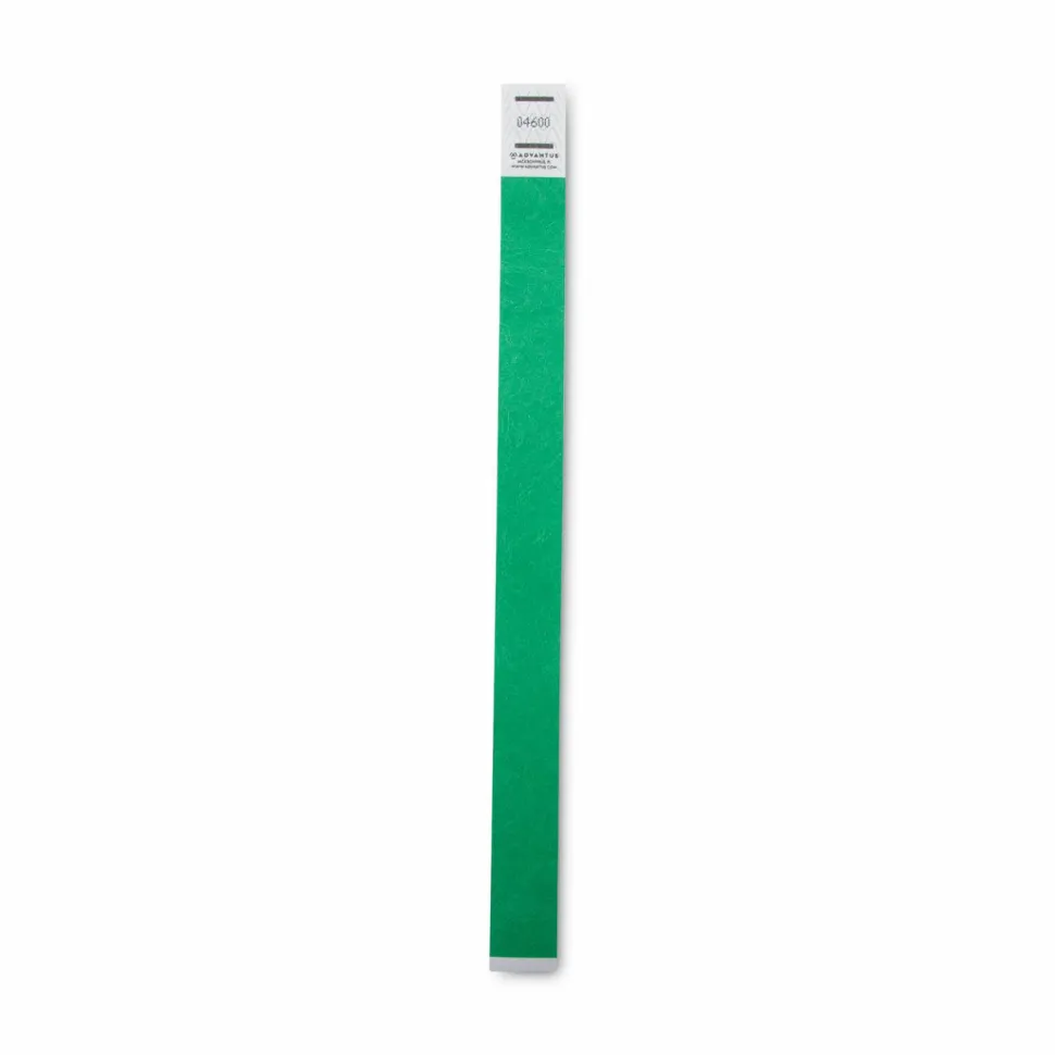 Advantus Tyvek Wristbands, 0.8" x 9.8", Green, Pack Of 100