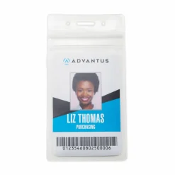 Advantus Vertical Re-sealable Badge Holders, 2 5/8" x 3 3/4", Clear, Pack Of 50